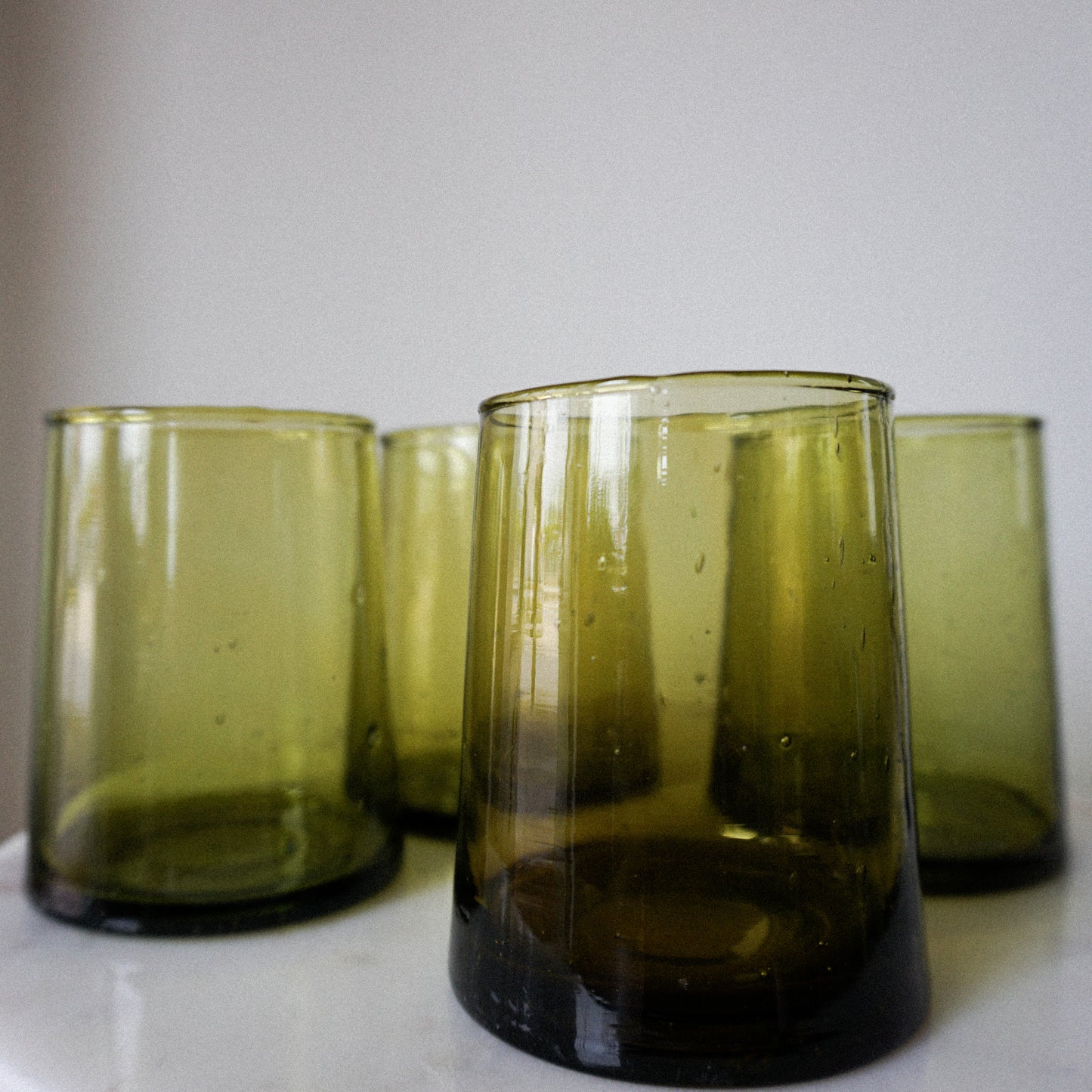 moroccan recycled glass cone tumbler - green