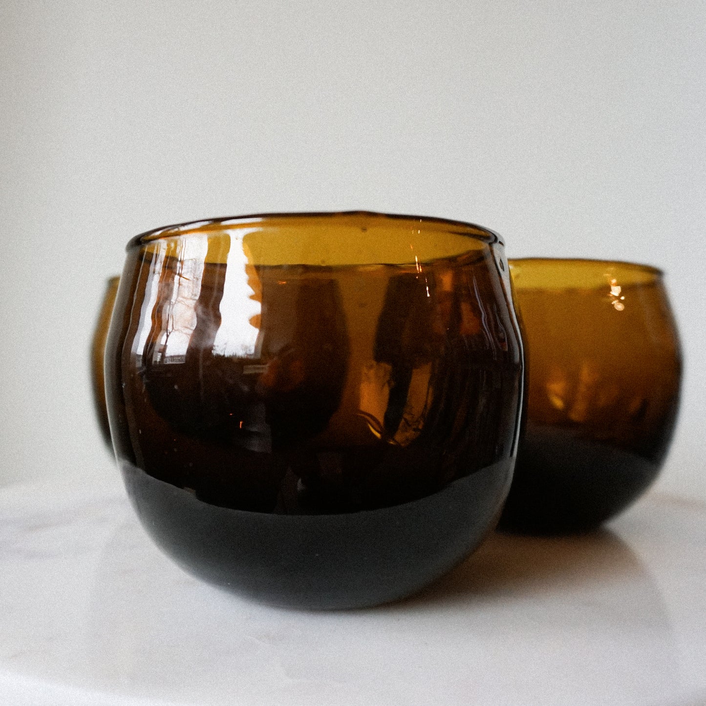 moroccan recycled glass goblet - amber