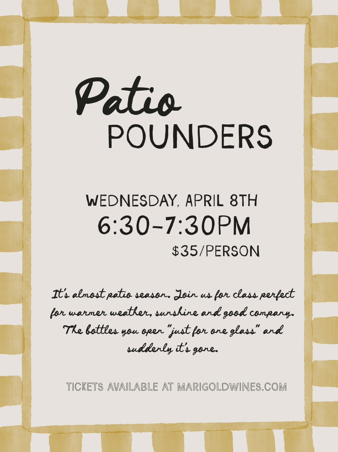 Patio Pounders Wine Class - 4/8