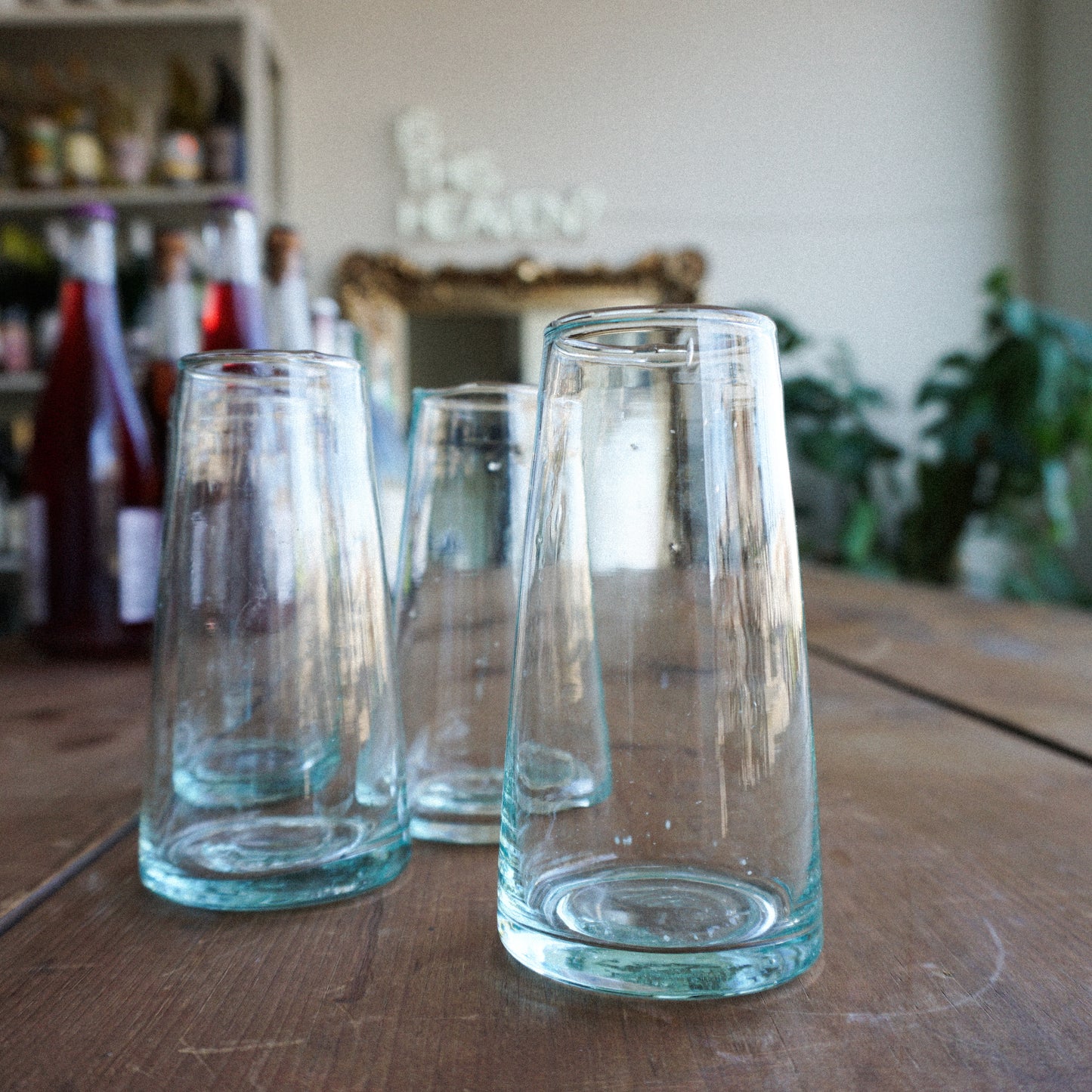 moroccan recycled glass champagne cone tumbler- clear