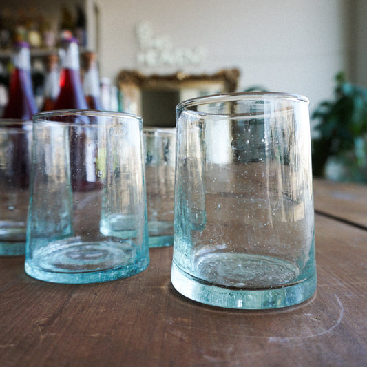 moroccan recycled glass cone tumbler- clear