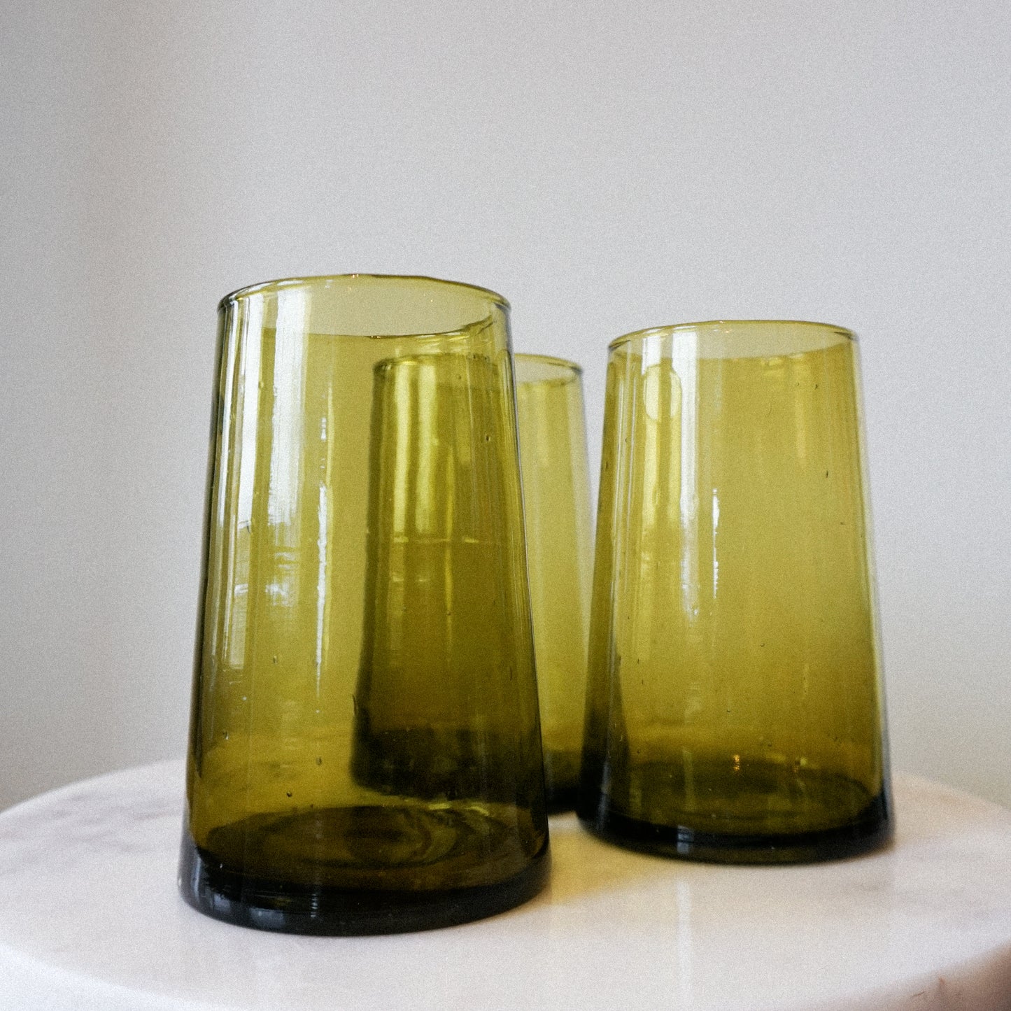 moroccan recycled glass cone tumbler - large green
