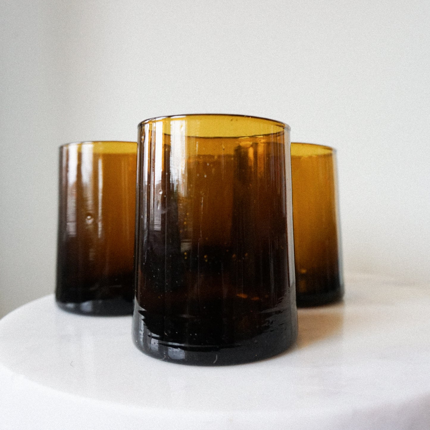 moroccan recycled glass cone tumbler - small amber