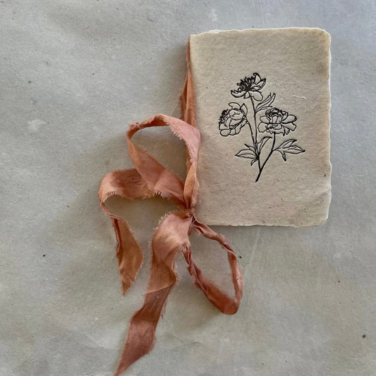 Peony Notebook with silk ribbon