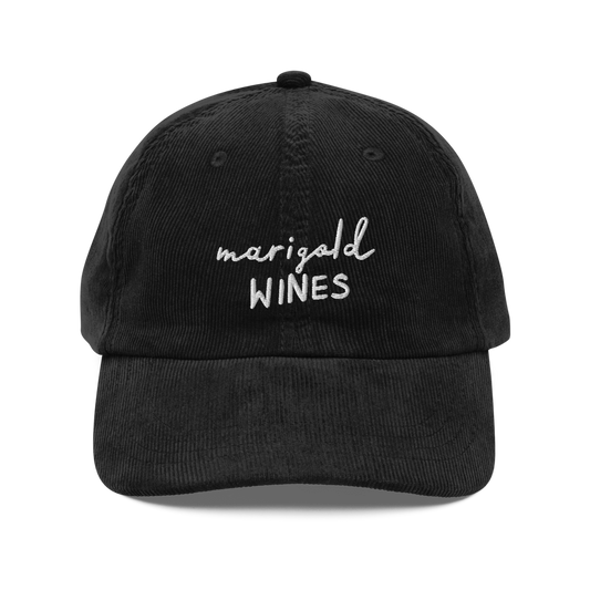 Marigold Wines Black Corduroy Baseball Hat