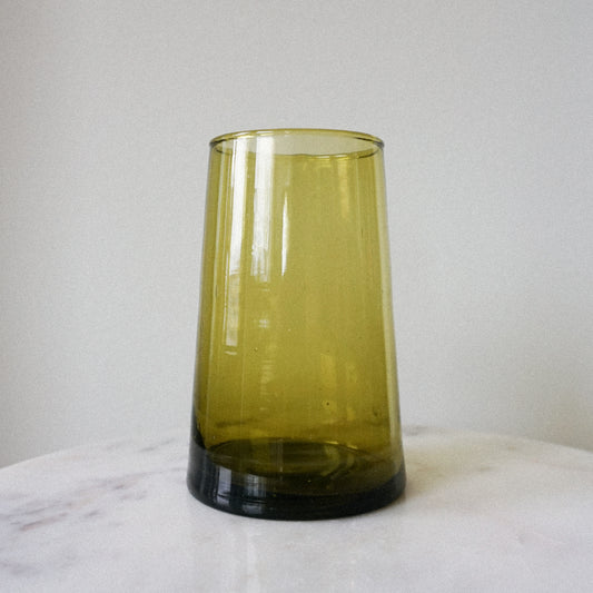 moroccan recycled glass cone tumbler - large green