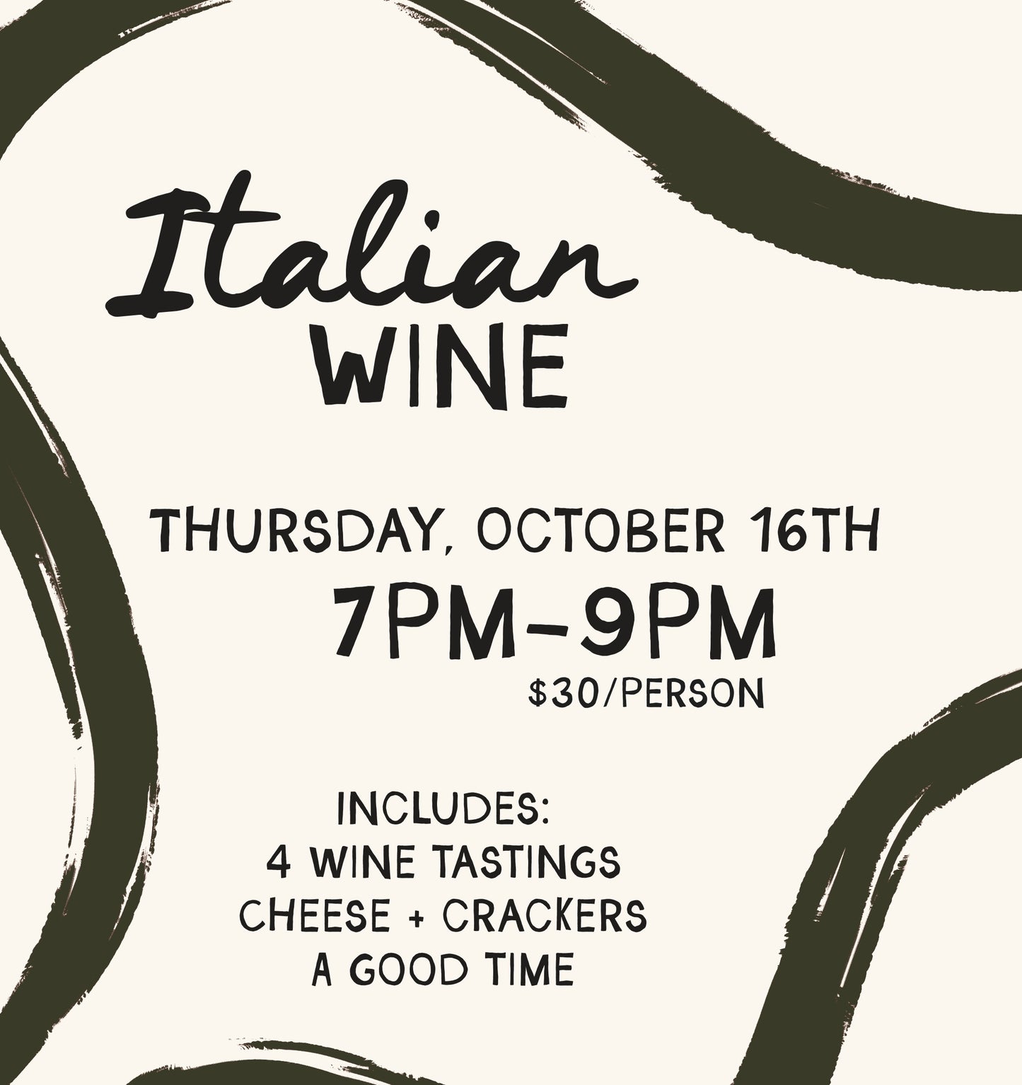 Italian Wine Class - Thursday, October 16th